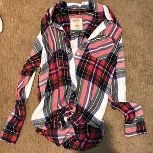 Green and Red Flannel Top